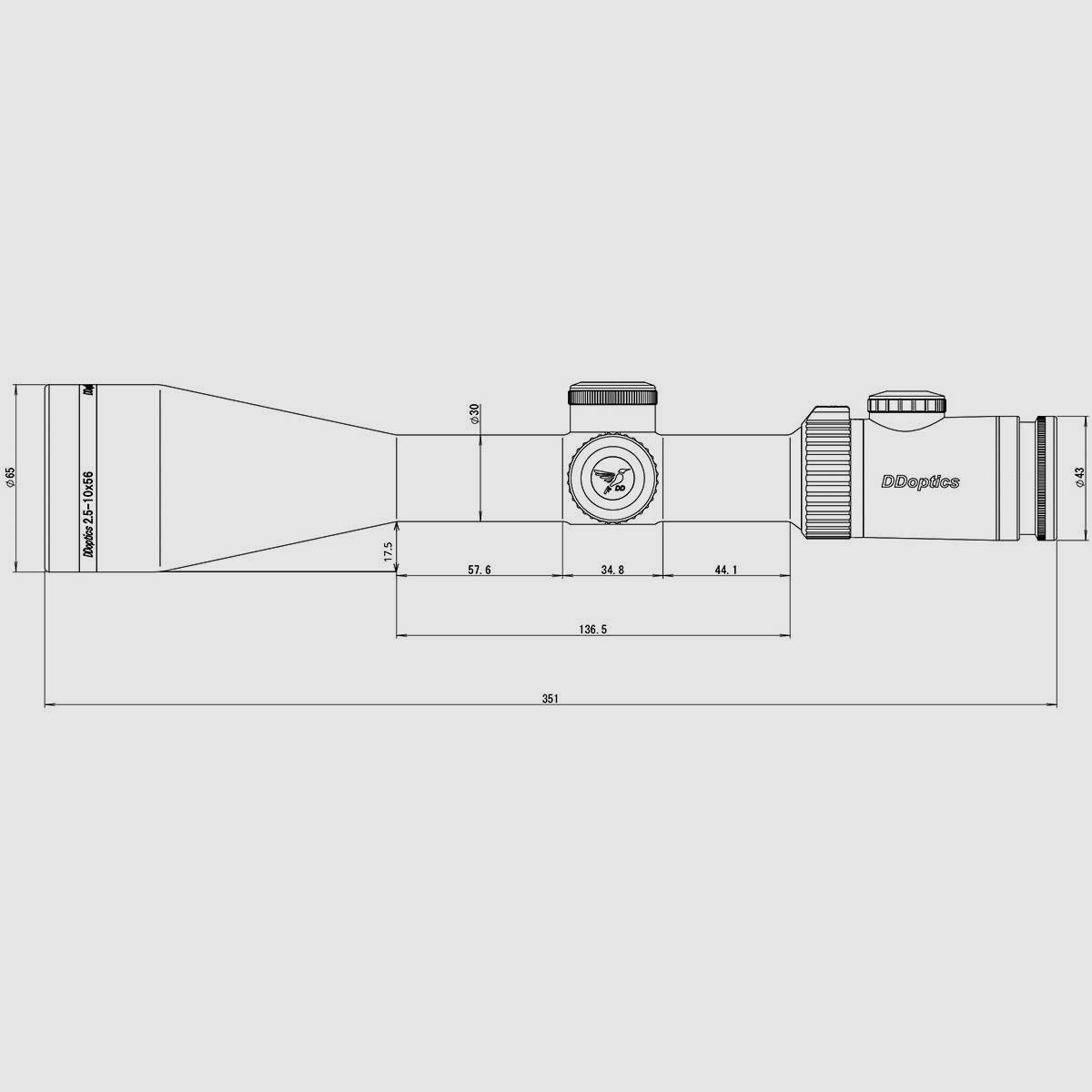 DDoptics Zielfernrohr | Nighteagle V4 2,5-10x56 | Gen2 | MOA | A4