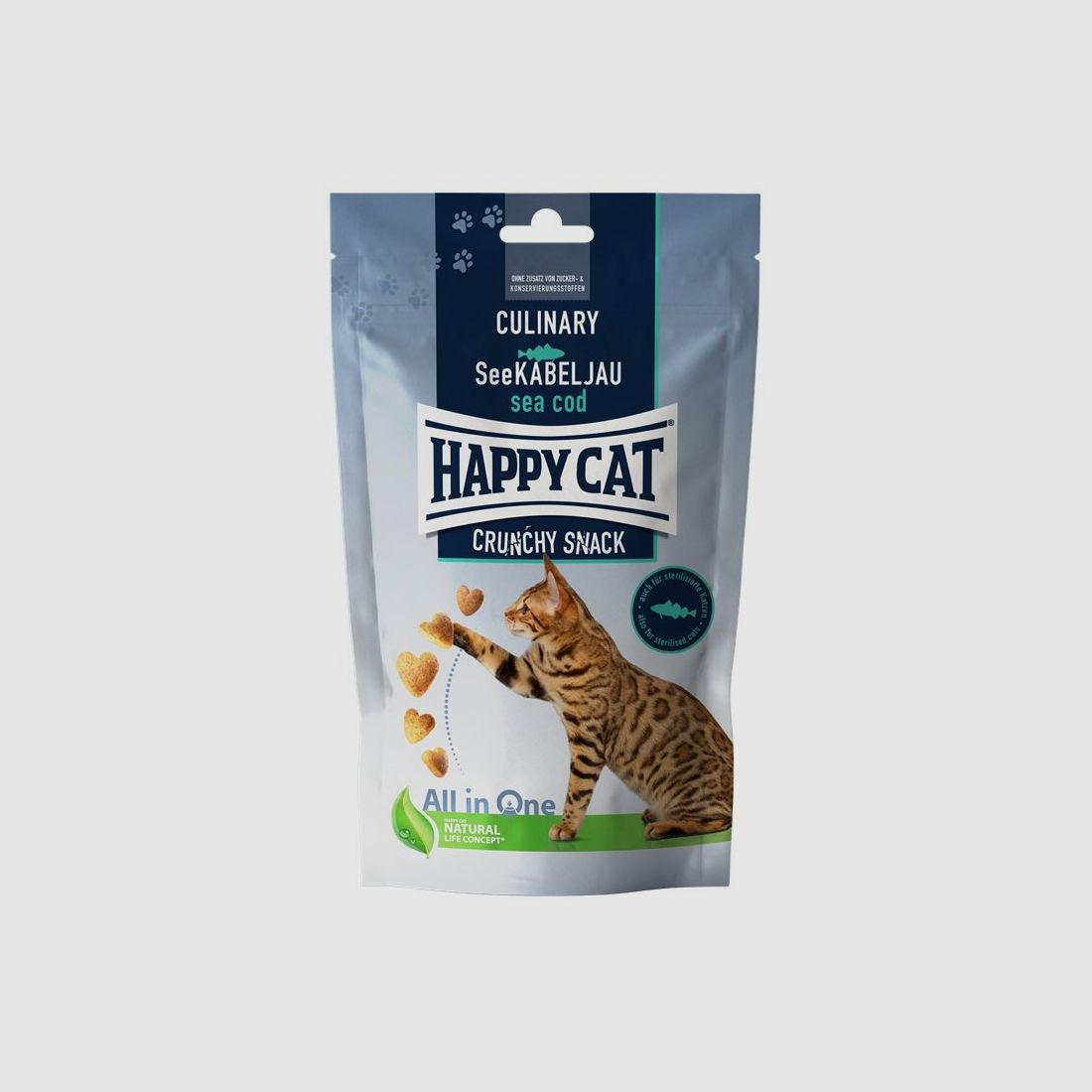 Happy Cat Katzen Snacks Culinary Crunchy Snack See-Kabeljau 70 g x 10 Stk.