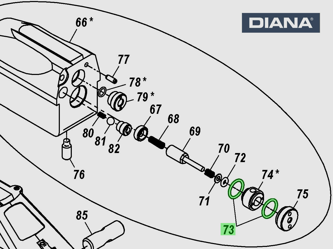 1 StĂĽck O-Ring fĂĽr Ventilblock DIANA Pressluftgewehr P1000 Kal. 4,5 - 5,5 mm, Ersatzteil