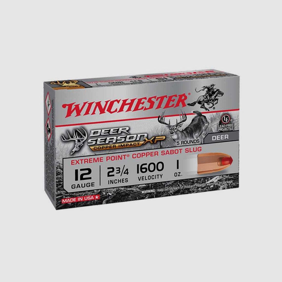 Cartouche Winchester DEER SEASON sans plomb - Cal 12/70 - Deer Season Lead Free70, 70mm, 28g, 5/100.. new 2021, image 2 sur 3