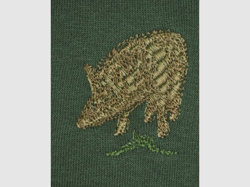 Felpa con cinghiale, taglia XXL, verde oliva, immagine 2 di 2