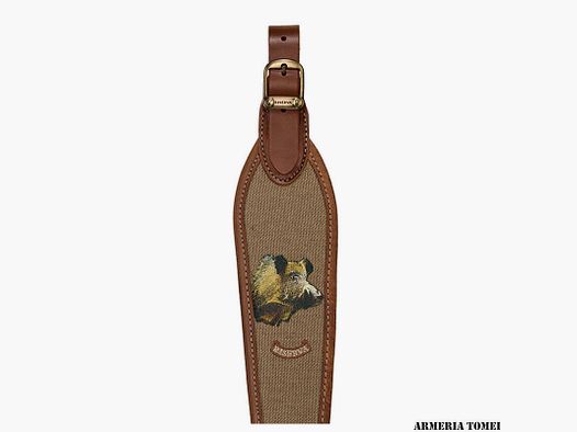 RISERVA – LINEN SLING FOR RIFLE WITH EMBROIDERY "WILD BOAR"