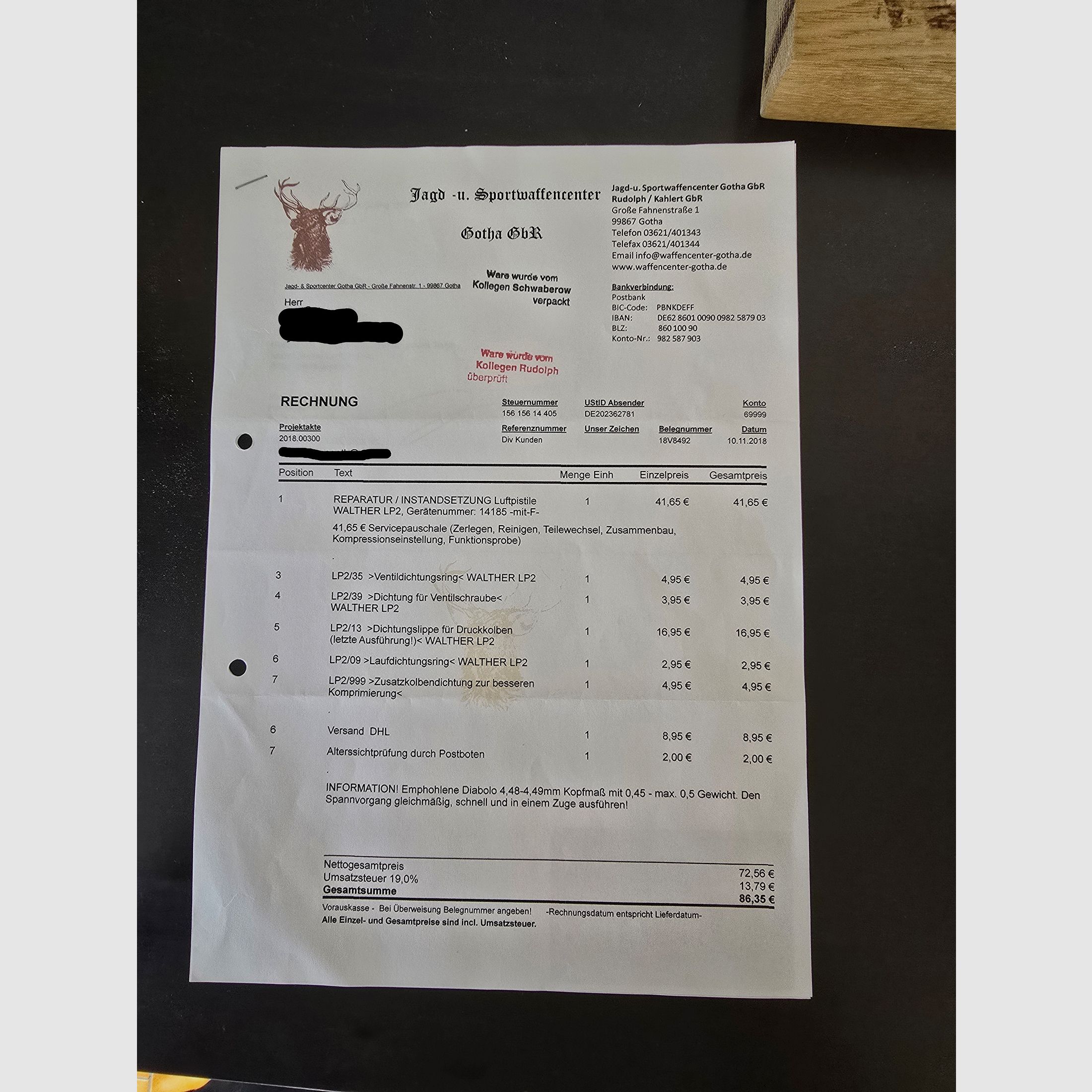 Walther LP2 Mod. 2 air pistol (cal. 4.5 mm) – freshly overhauled by specialist workshop (invoice available!)