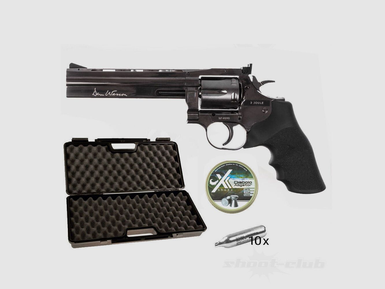 Dan Wesson 715 CO2 Revolver 6 Zoll 4,5mm / Stahlgrau / Set