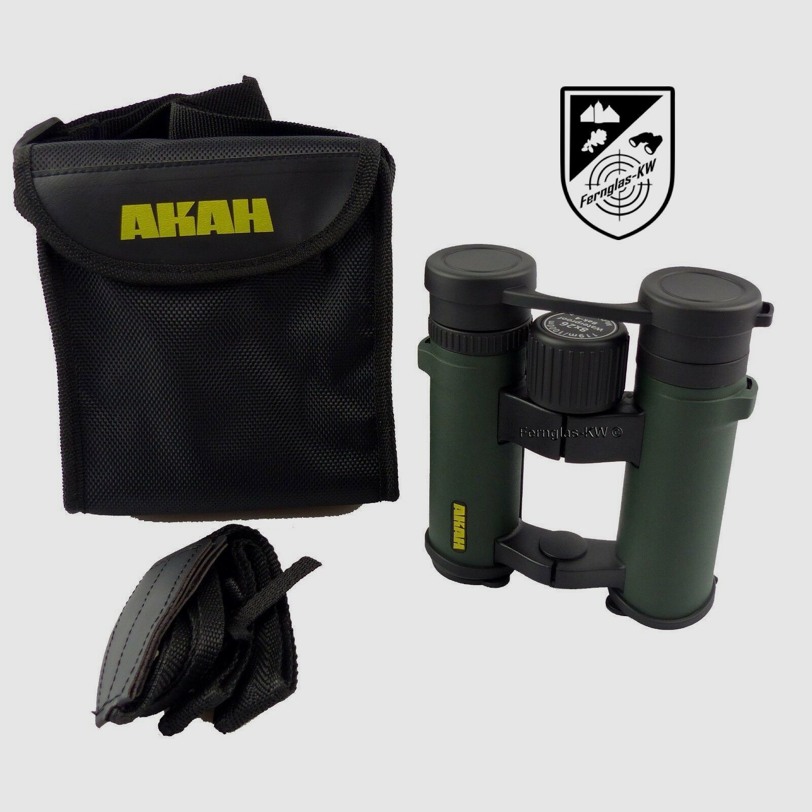 AKAH binoculars 8x26 with carrying case and shoulder strap for hiking and observing 50076000