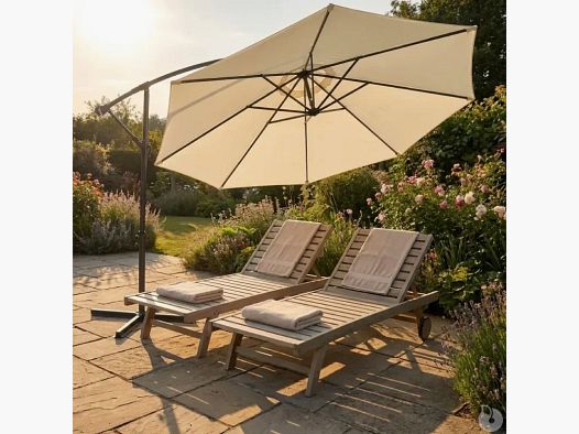 Parasol laterale Azur 3 m naturale, tessuto in poliestere 180 g/m²