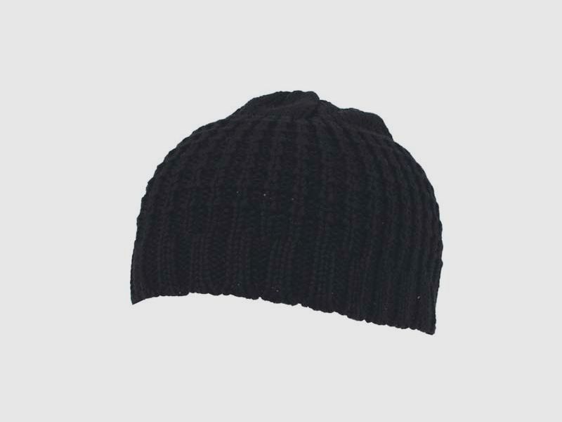 knitted hat, "BEANIE", coarse cotton, short, black