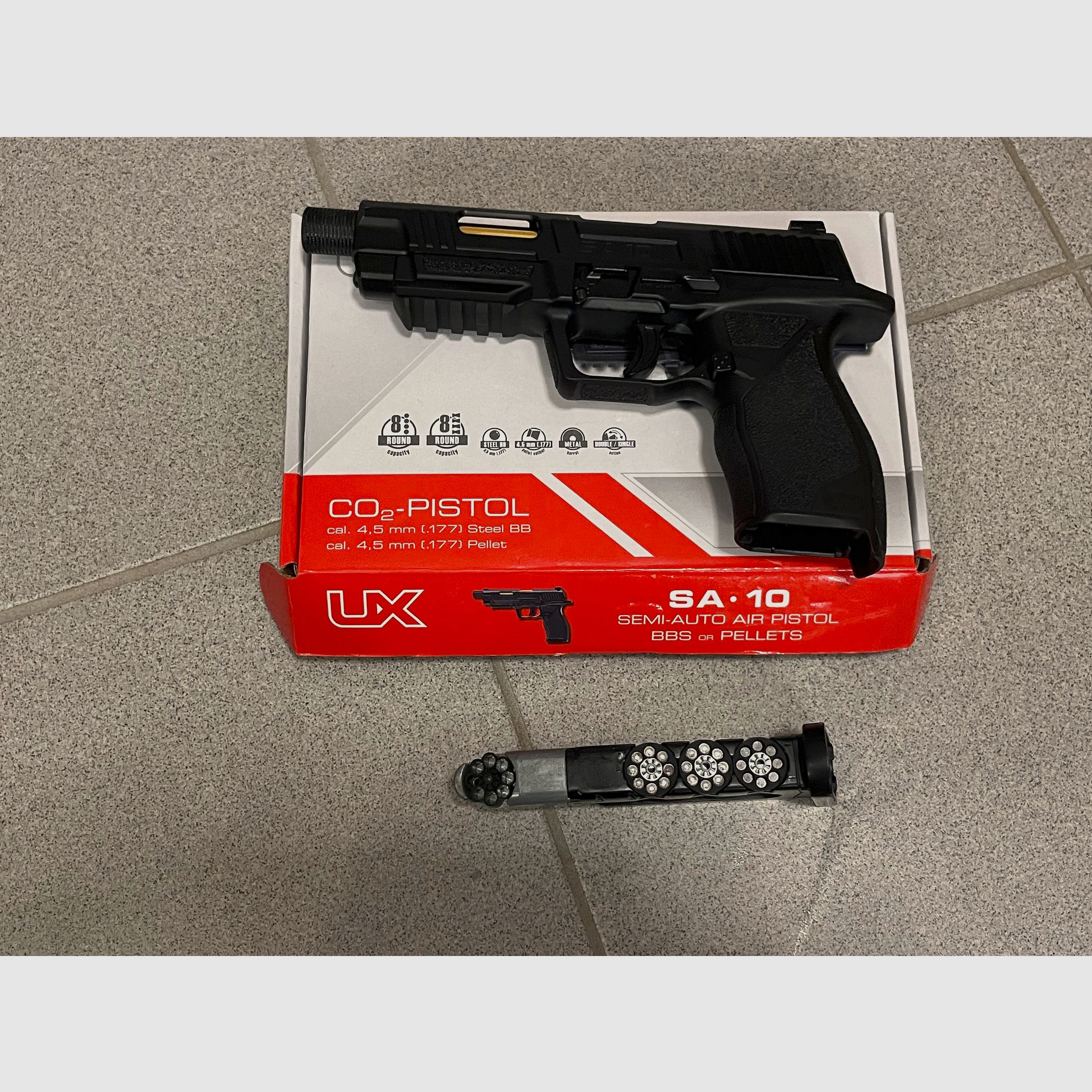 UX Umarex SA 10 Co2-Pistole - 4,5 mm Stahl BB & Diabolo Blowback