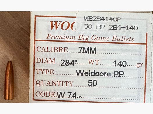49x Woodleigh Weldcore PP .284 7mm 9.1g 140grs