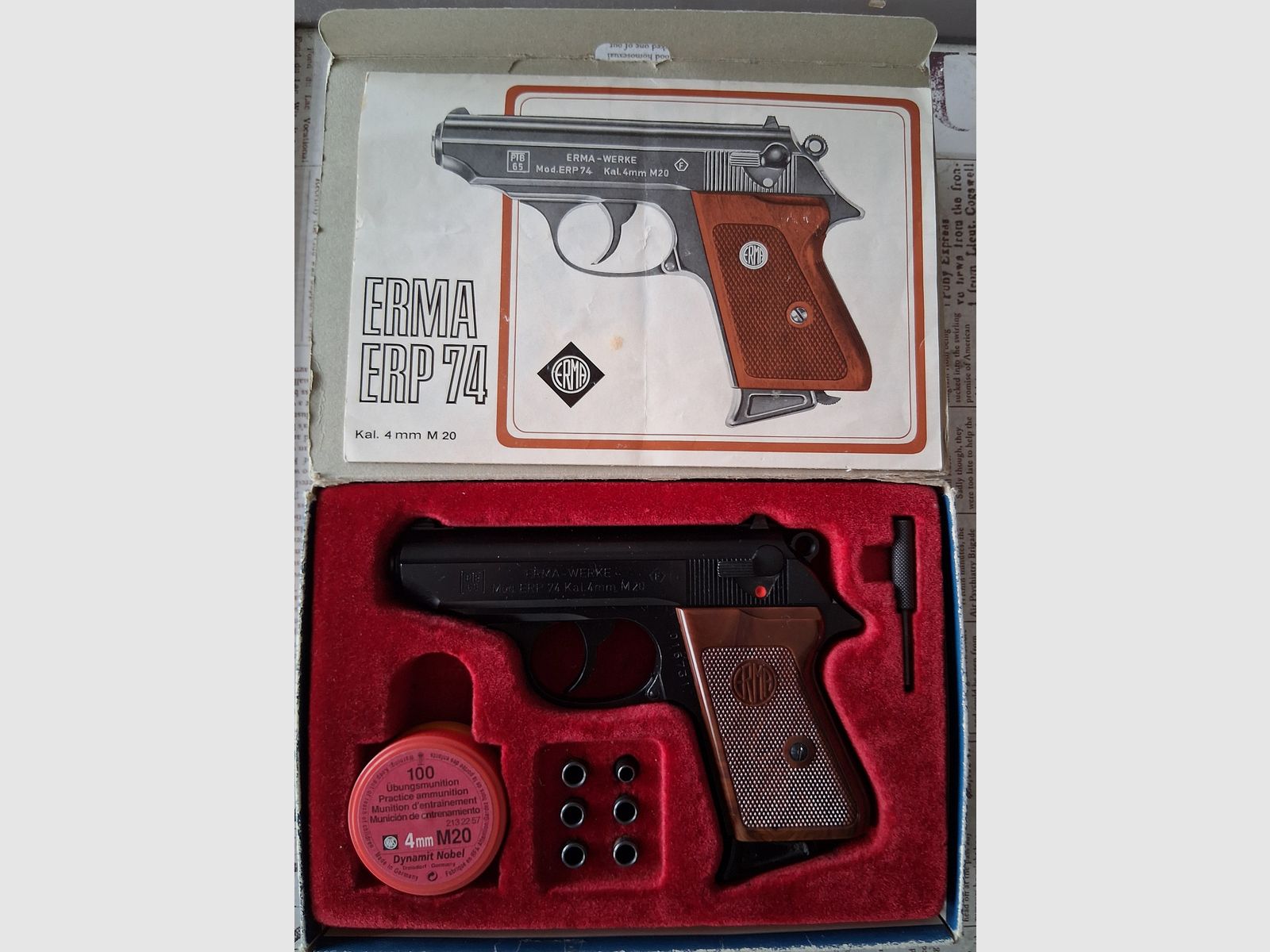 Erma ERP 74 in 4mm M20 mit F-Zeichen und PTB 65 originaler Karton,  Anleitung und Zubehör