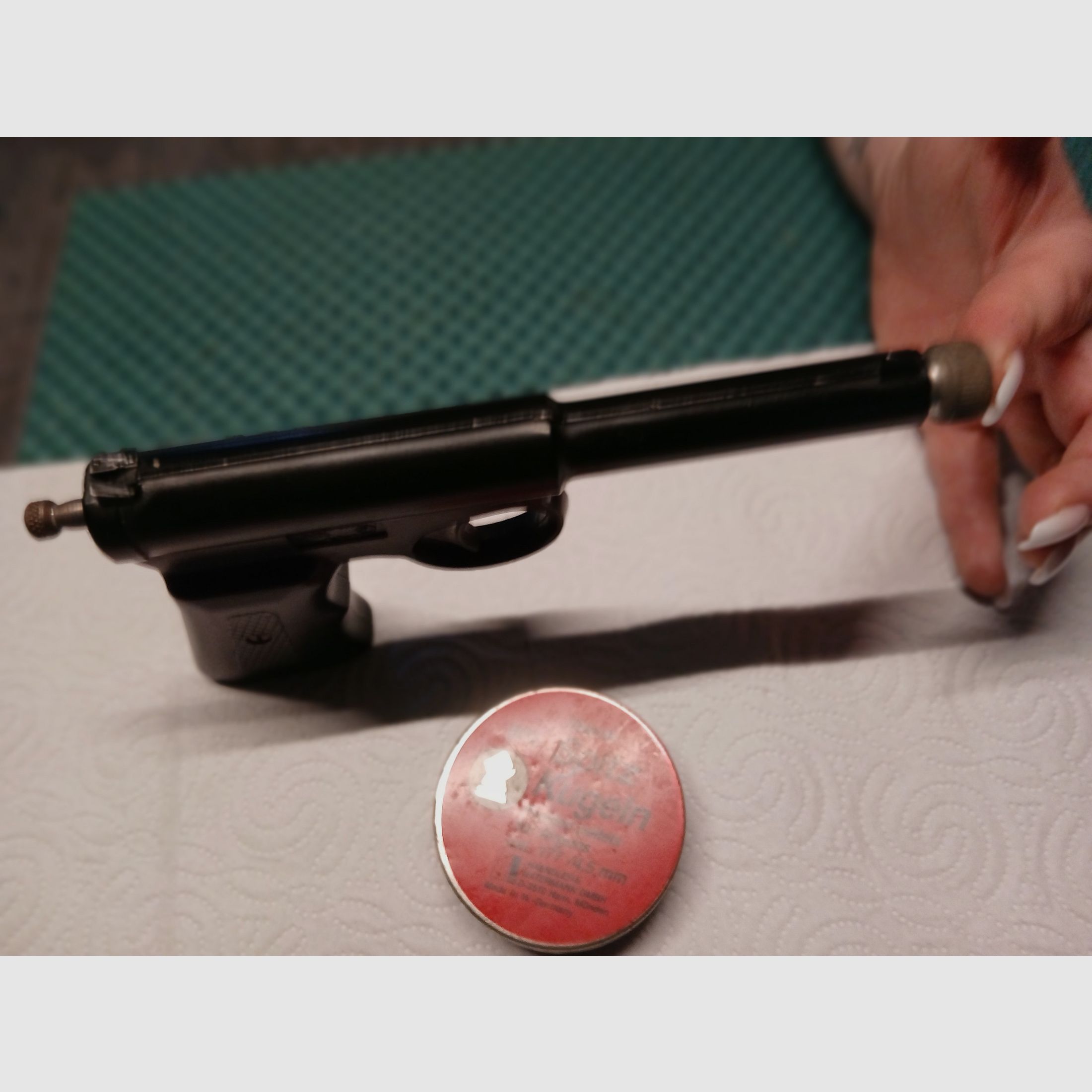 TJ Harrington “The Gat Red Box” .177 Pop-Out-Pistole.