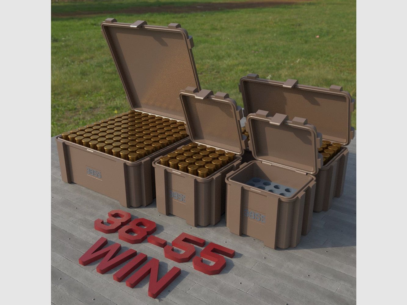 Filamelt scatola per munizioni / Ammo Box .38-55 Winchester - scatola per cartucce 'coperchio a ribalta' - 20 / 25 / 50 / 100 colpi