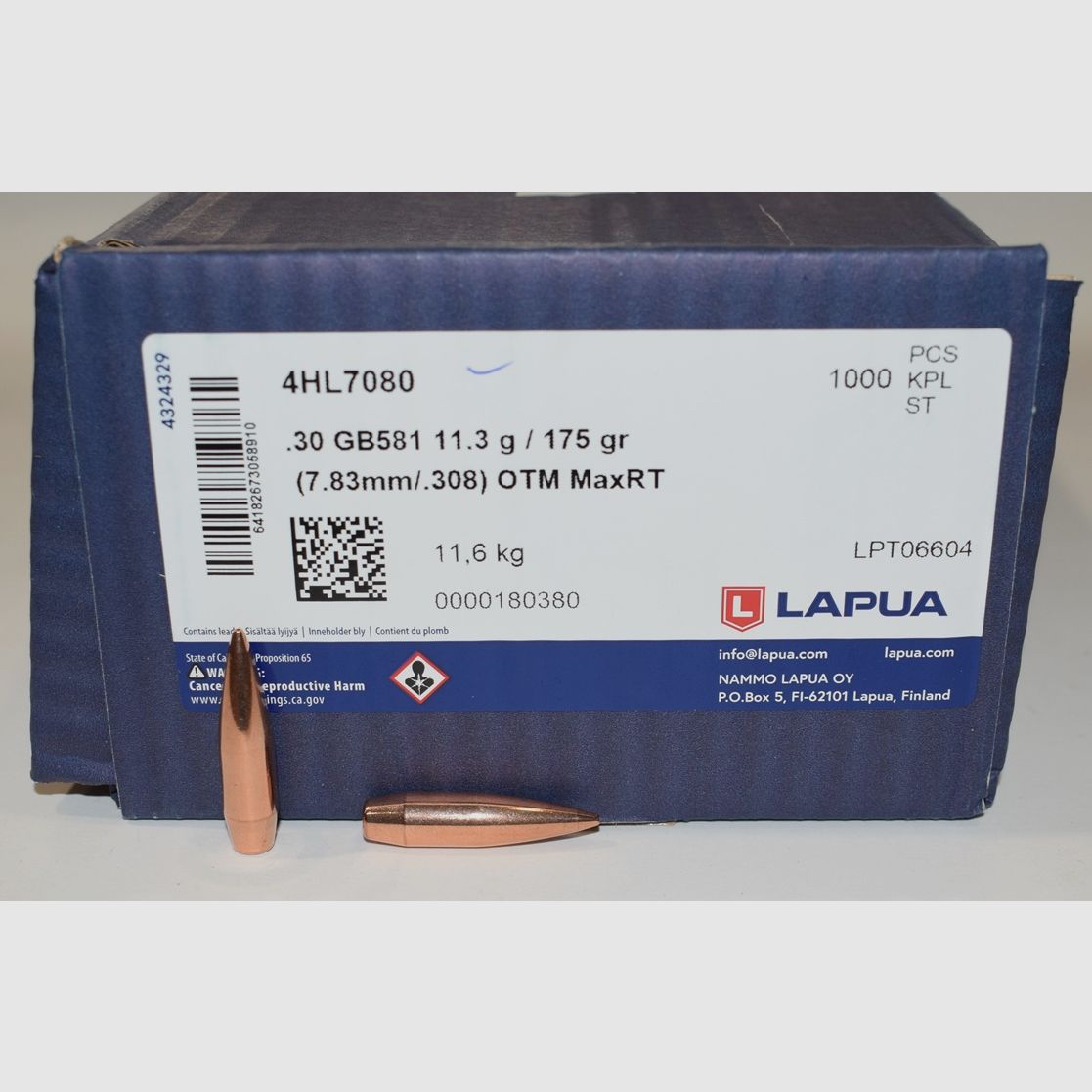 100 ogives Lapua cal 0.308 MAX RANGE TARGET HPBT en 175 grains