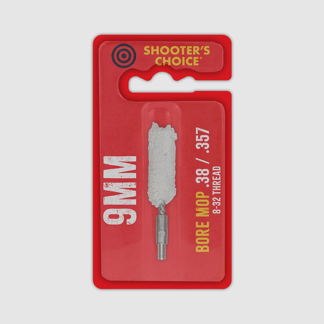 Mop per canna Shooter's Choice 9 mm / .38 / .357 Cotone 2" – 8-32 (SHF-2M38)