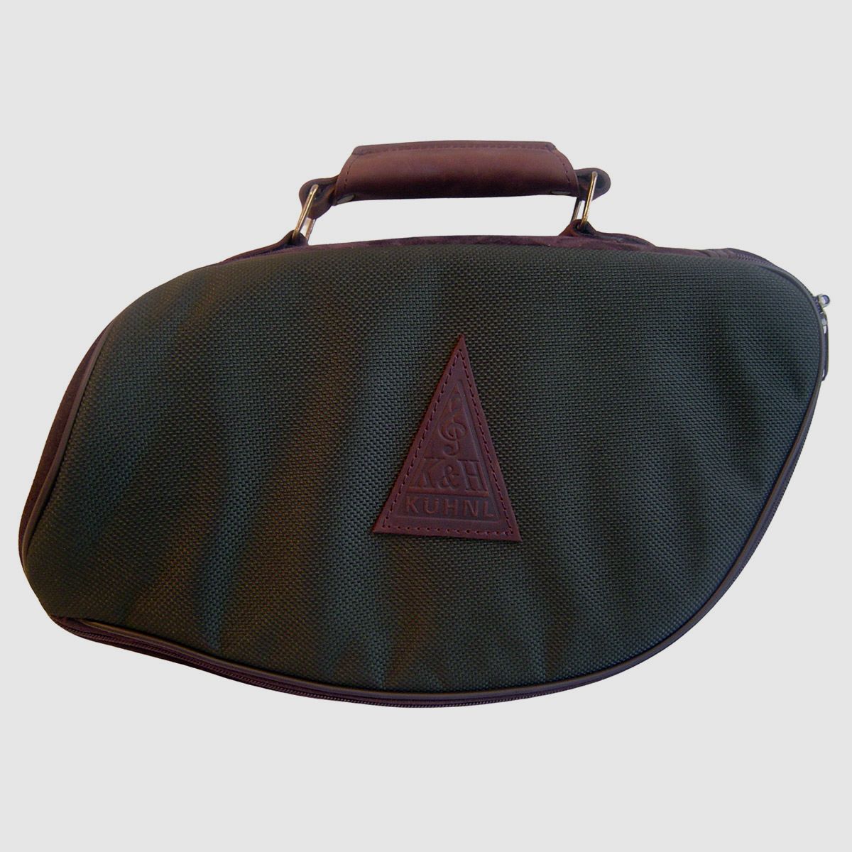 Kühnl&Hoyer Plesshorn-Tasche mit Lederapplikation u. Ledergriff grün / gefüttert