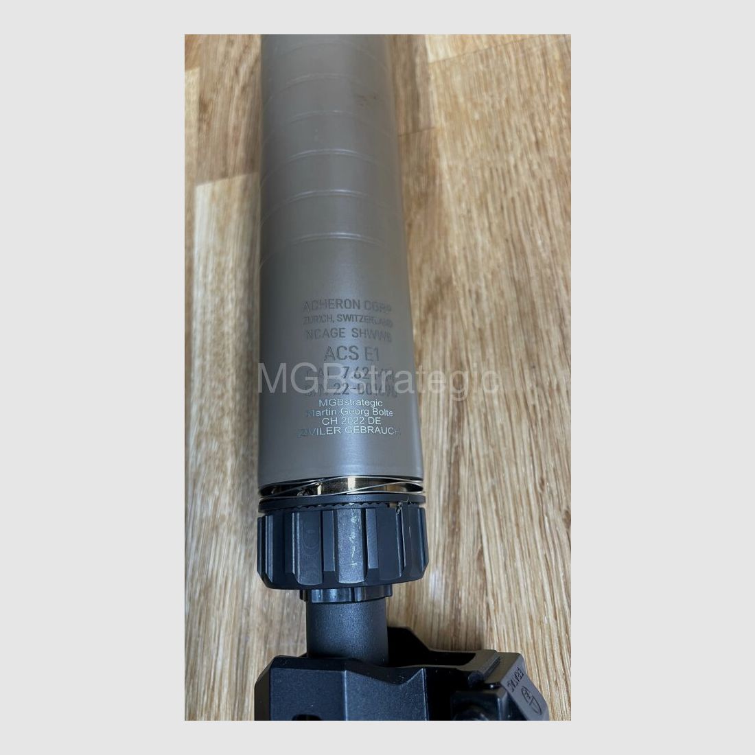 Acheron ACS E1 7.62 suppressor for Acheron HexaLug muzzle device quick release system HexaLug - available in black and FDE!