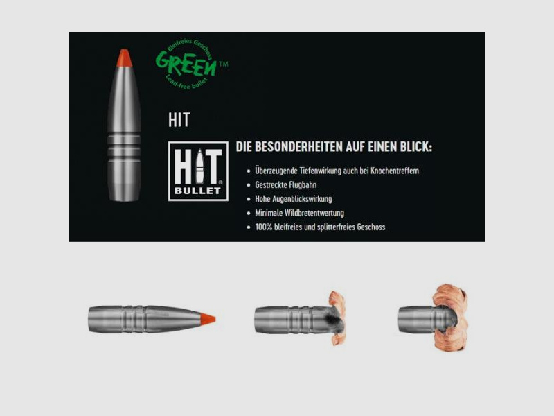 RWS Kugelpatronen 8x57IS SR HIT bleifrei 20 Stk  10,4g/160grs