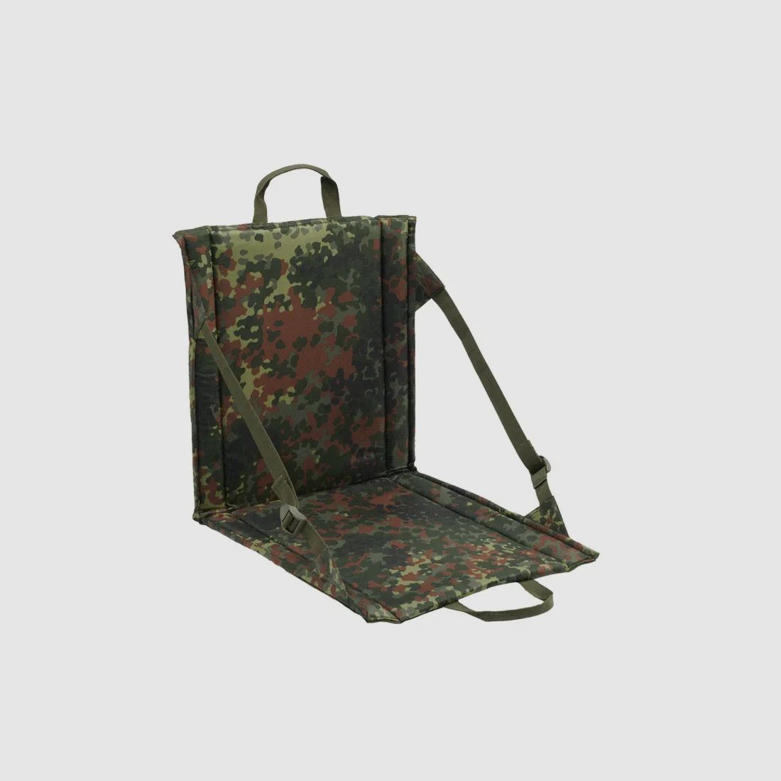 Faltsitz mit Tragegriff + Netztasche für 2 Getränkeflaschen - BW Flecktarn