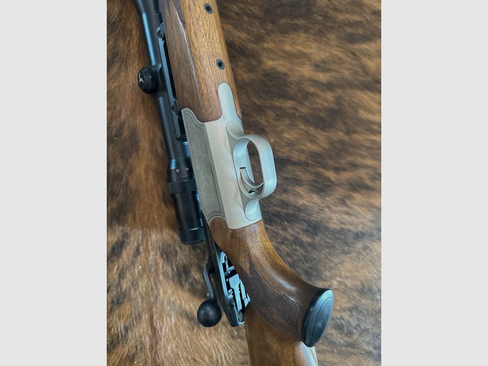 Blaser R93 straight pull repeater caliber .30-06 with original Blaser saddle mount and target optics Frankonia 3–12×56, reticle 4