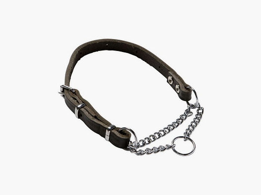 Half Check verstellbares Halsband aus Vollnarbenleder 12 mm x 55 cm
