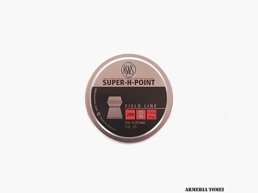 RWS – SUPER – H – POINT – FIELD LINE CAL 6,35 MM / .25 – 1,62 G / 25 GR CONF. 200 PZ.