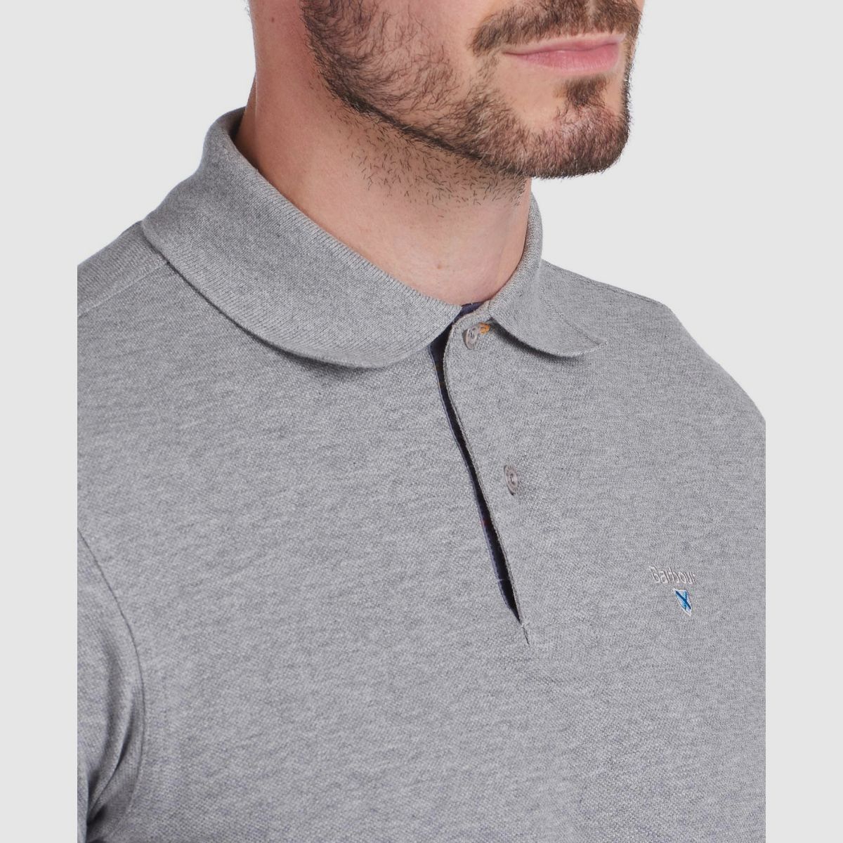 BARBOUR Poloshirt Tartan Pique Grey Marl