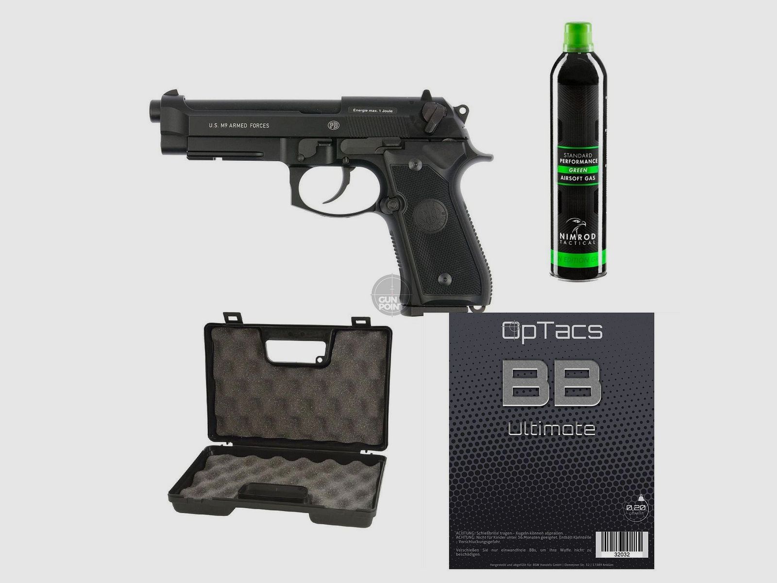 SET !!! Softair - Pistole - BERETTA - M9 - ab 18, ber 0,5 Joule