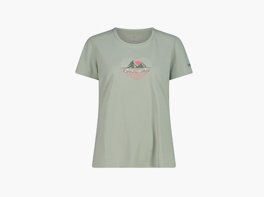 CMP Damen-T-Shirt aus Piqué mit Print vorne Pistacchio