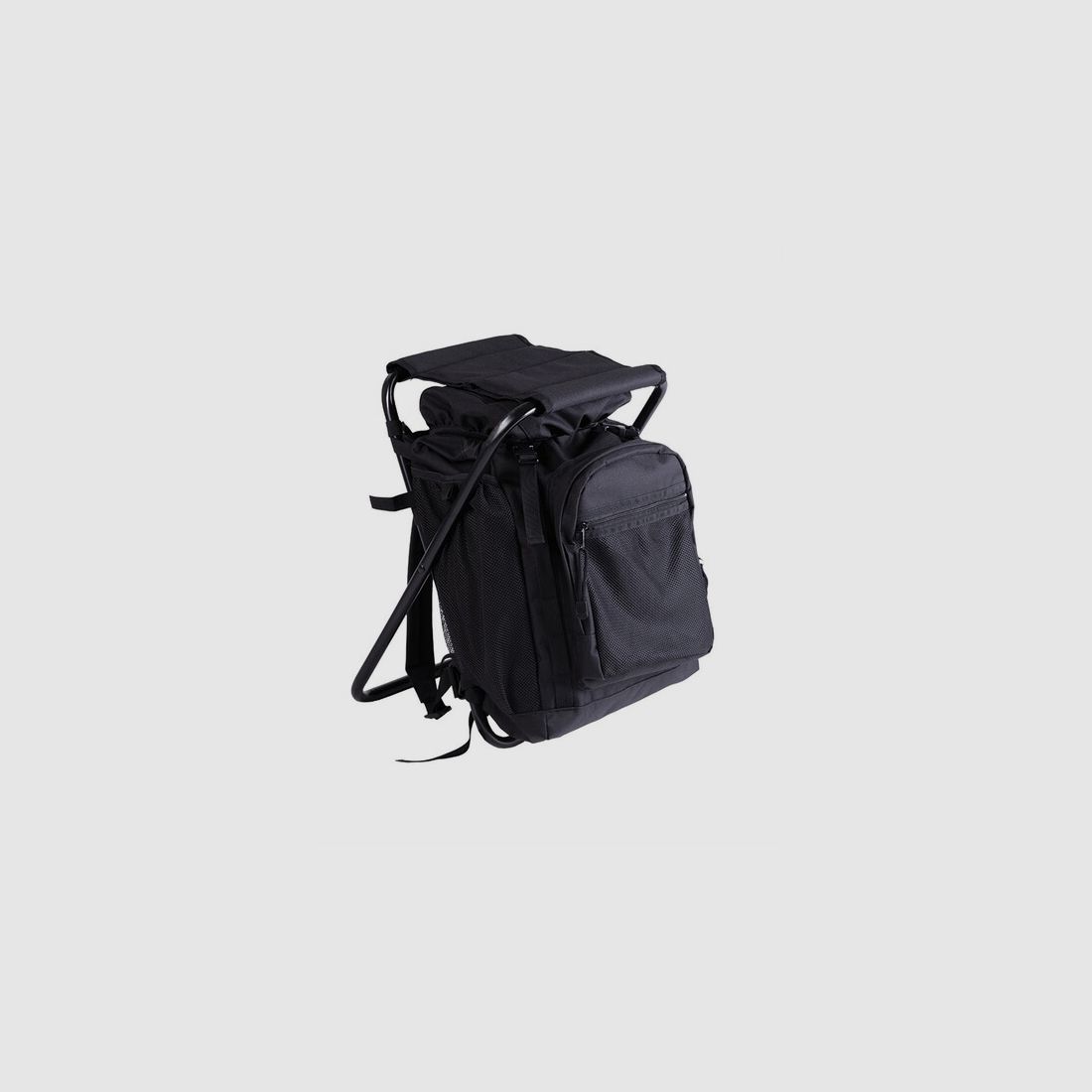 Ansitz Rucksack m. Klapphocker Schwarz 20 Liter – Angelhocker Angler