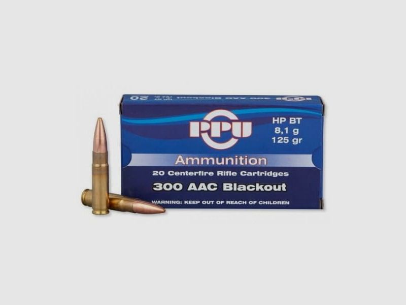 PPU-munitie cal. 300 Blackout AAC 125 gr HP, verpakking van 20 stuks