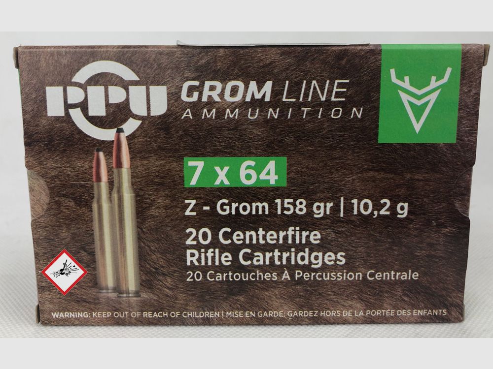 PPU cartouche de carabine 7x64 Z-Grom 158grs