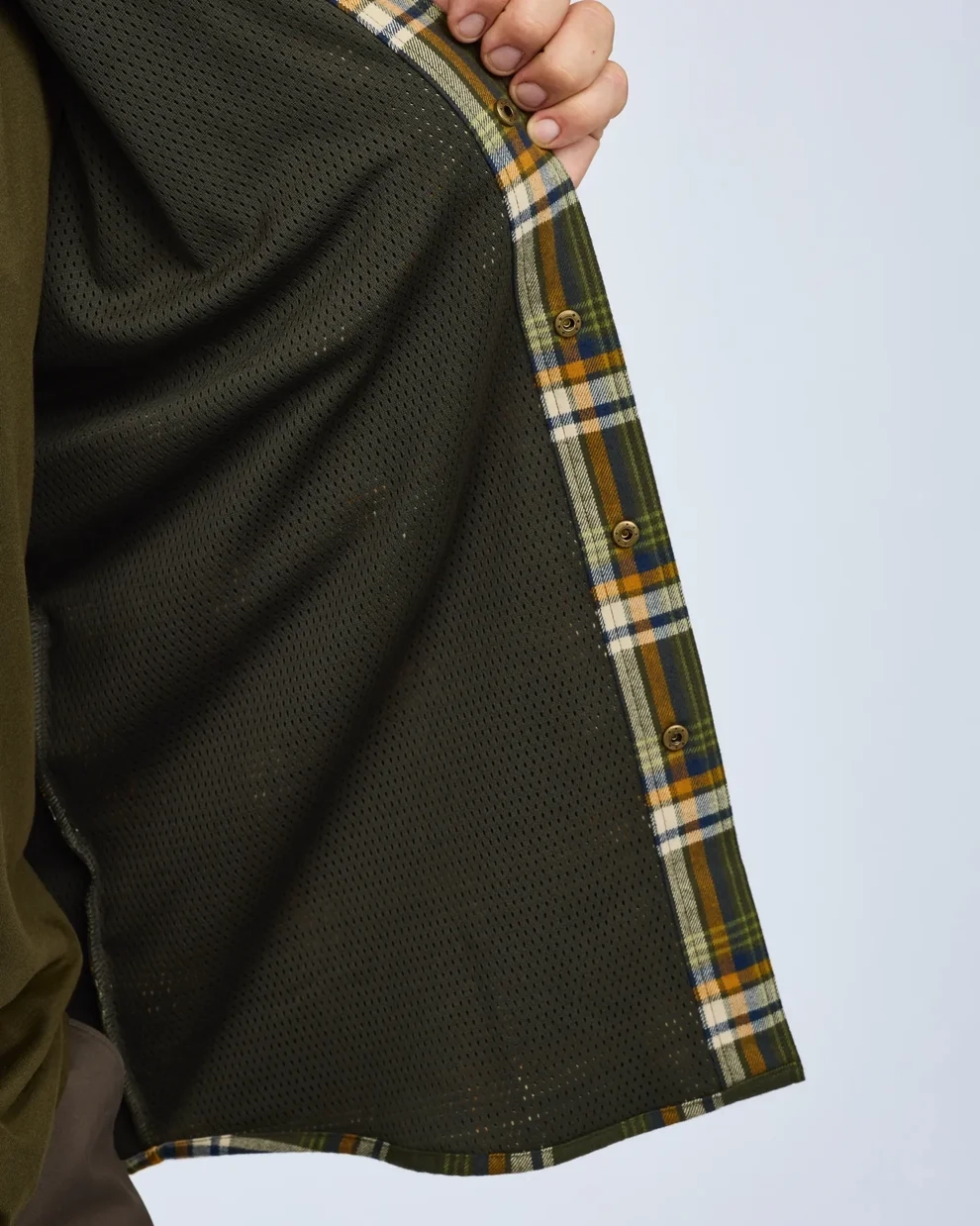 Pinewood Cornwall Shirt 9435 - Moss Green/L.Khaki, image 3 of 5