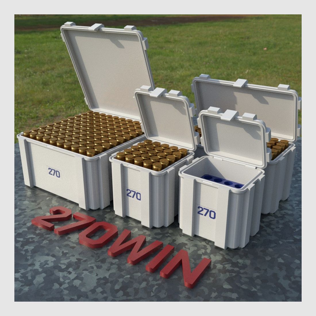 Boîte à munitions Filamelt / .270 Winchester / 'couvercle rabattable' / boîte à cartouches, boîte à munitions