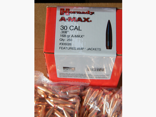 .308/168grs Hornady A-Max Geschosse No.30502 100 stk