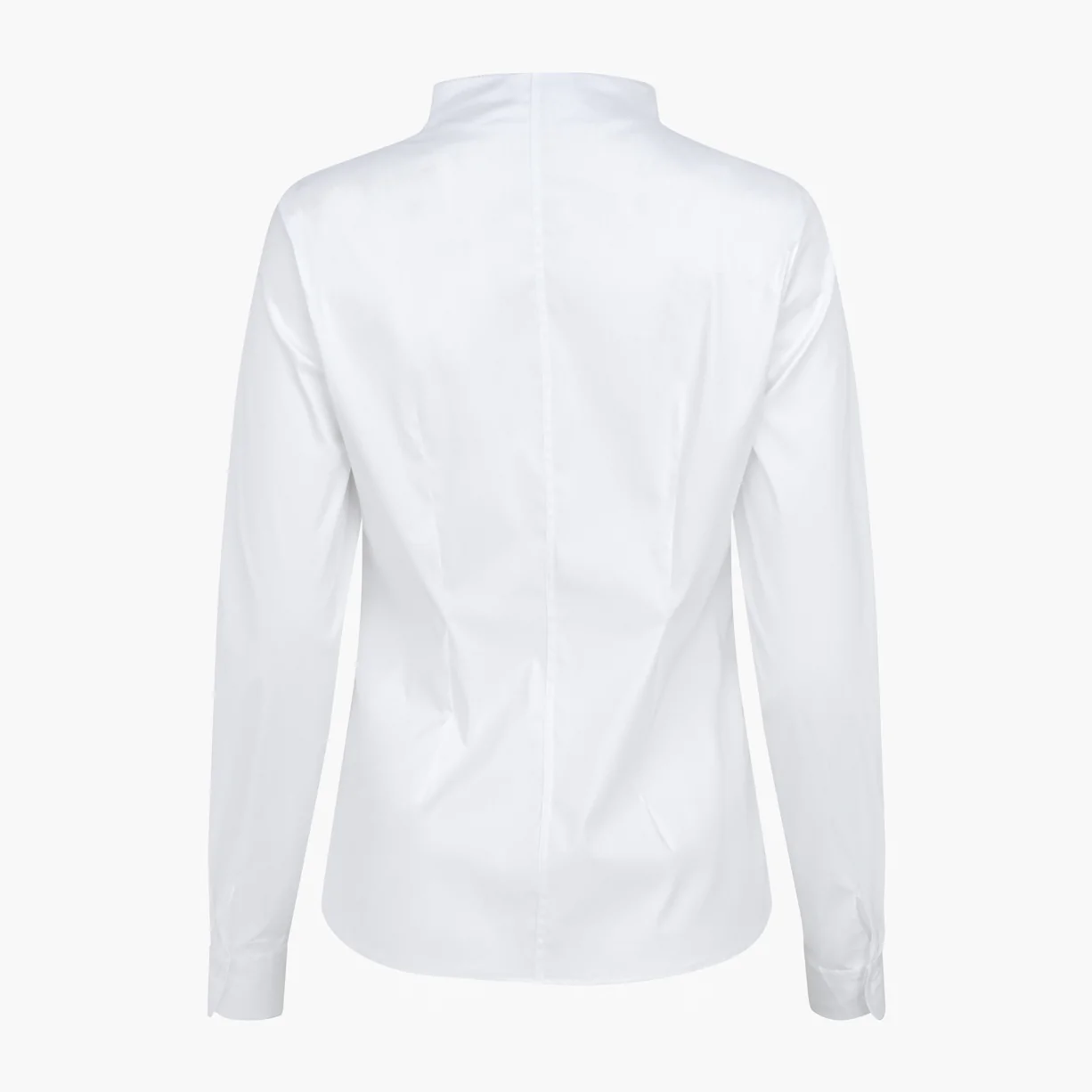 Schwanenhalsbluse Langarm Weiss mit Paspol in Beige, Bild 2 von 3