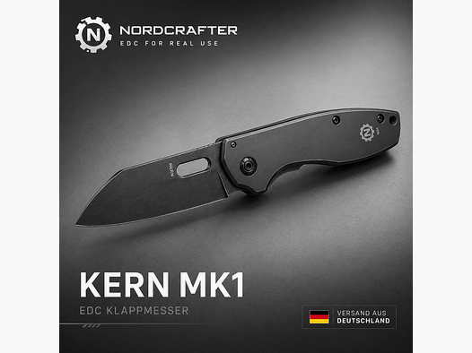 NORDCRAFTER KERN MK1 EDC Couteau pliant Acier inoxydable Gris – Couteau de poche compact