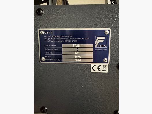 Sejf na broń krótka Klasa 0 z zamkiem elektronicznym, jak nowy