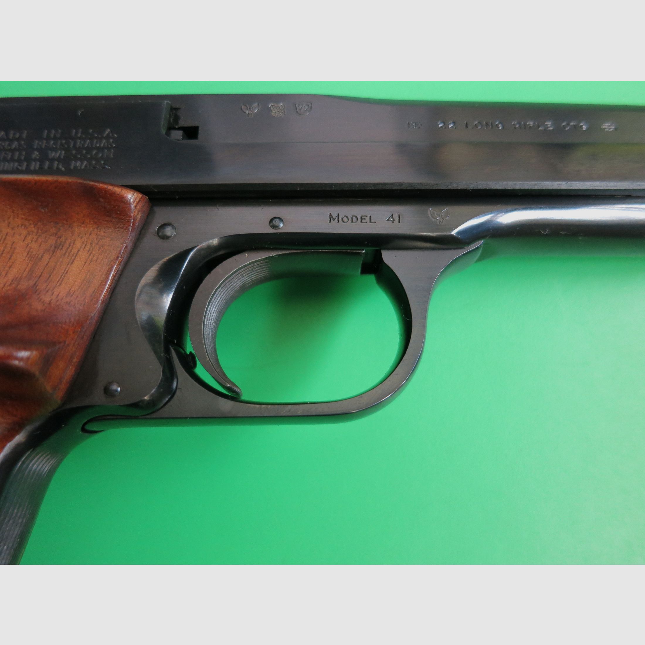 Pistola sportiva di alta gamma Smith&Wesson Mod. 41, .22 lfB, canna da 7,5" con compensatore, come nuova, assoluta rarità da collezione #40