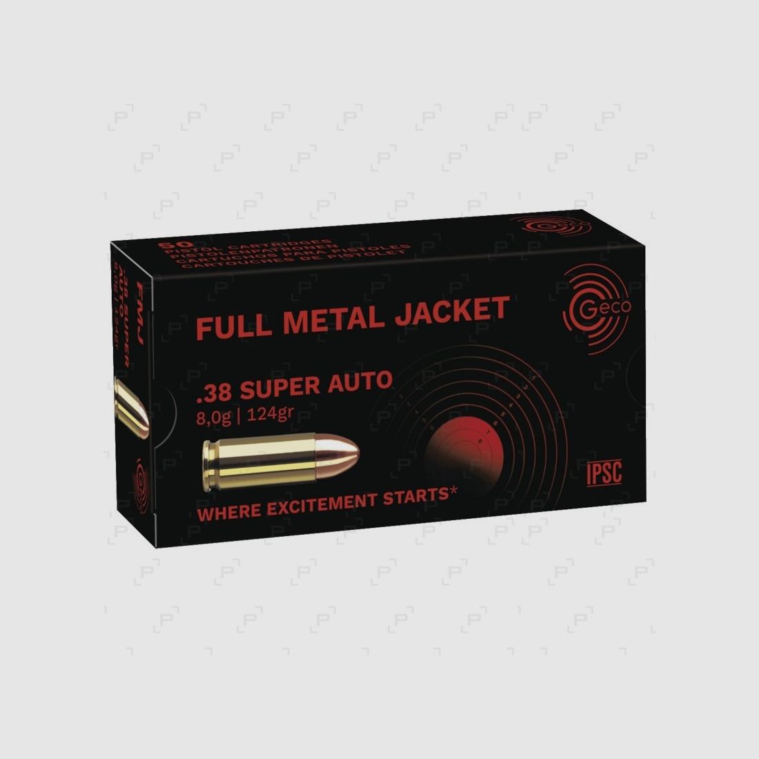Sportpatronen für Handfeuerwaffen GECO FMJ Kaliber 38 SUPER AUTO - 124GR