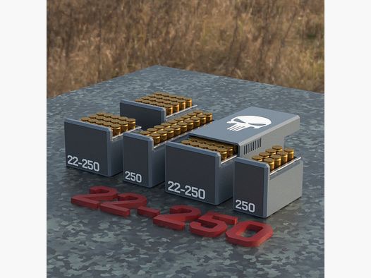 Filamelt scatola per munizioni / Ammo Box .22-250 Remington - scatola per cartucce 'coperchio scorrevole' - 10 / 20 / 25 / 50 colpi