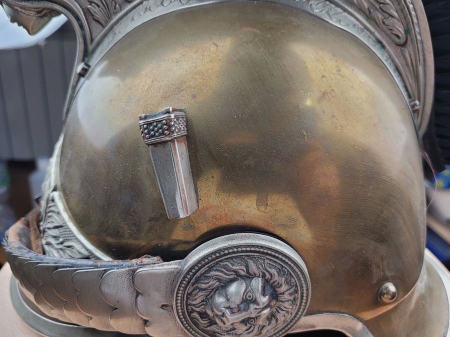 Sehr schöner Gendarmerie-Infanteriehelm Modell 1912 – schöne Bombe in perfektem Zustand – Garnituren aus Maillechort – „Franck et fils Aubervilliers“ – TBE+, Bild 9 von 18