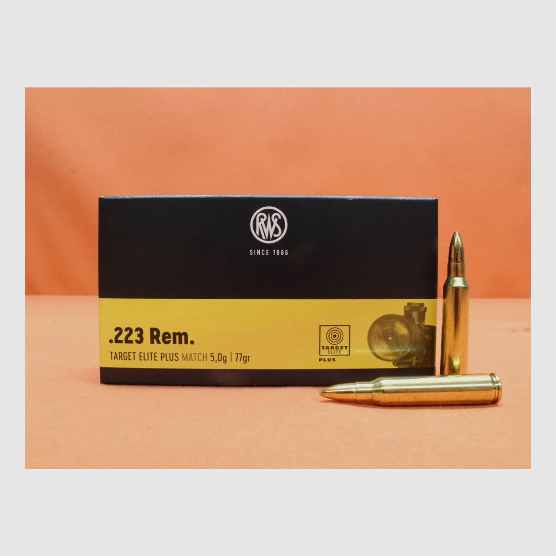 RWS Cartucho .223Rem RWS 77grs HPBT (2403868) VE 20 cartuchos (Target Elite Plus)/ 5,0g punta hueca de competición