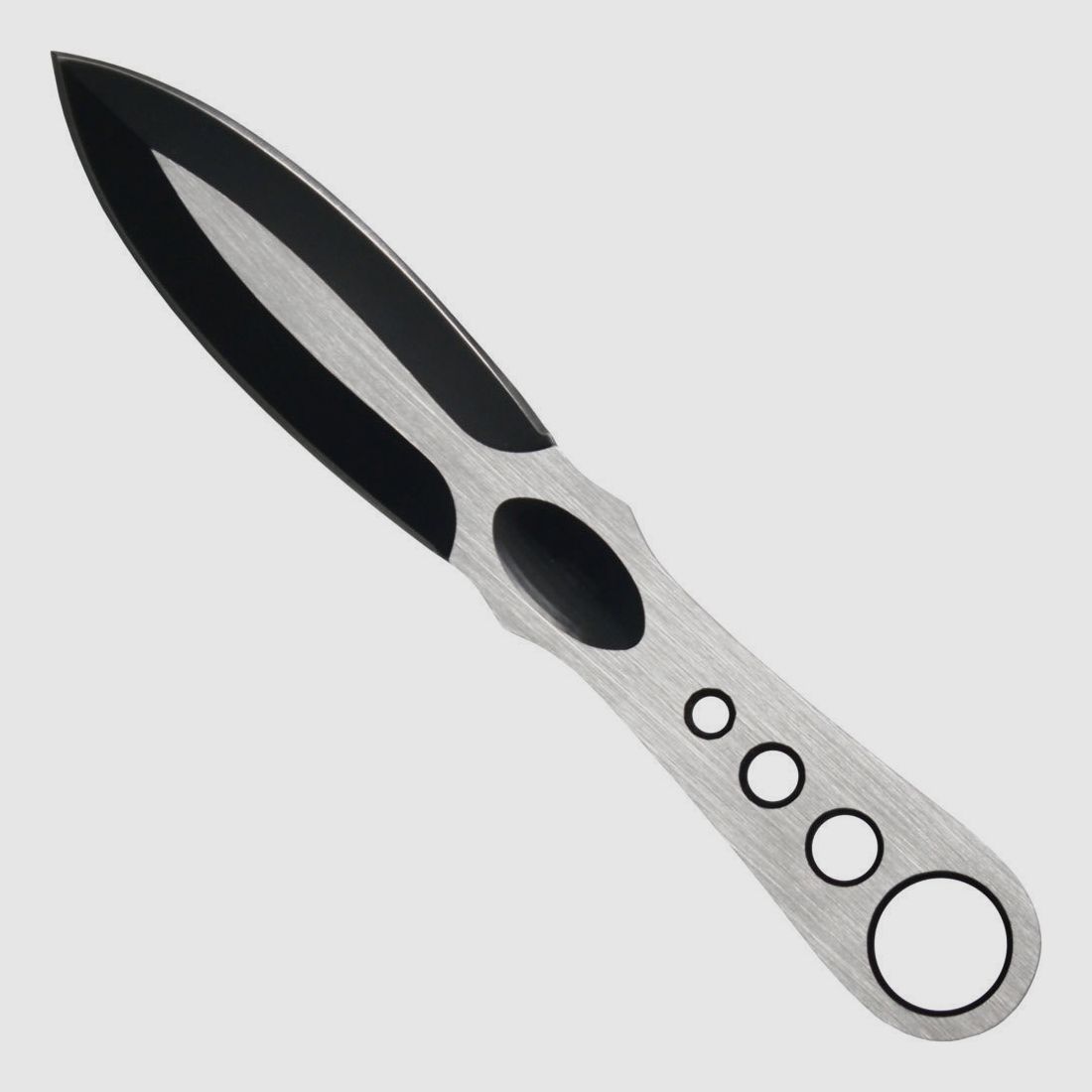 Coltello da lancio argento-nero con fodero in nylon