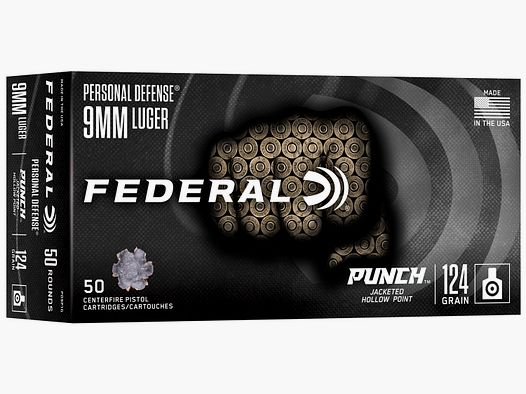 Munition FEDERAL Personal Defense Punch – 9mm. Para. – 124 grains – JHP