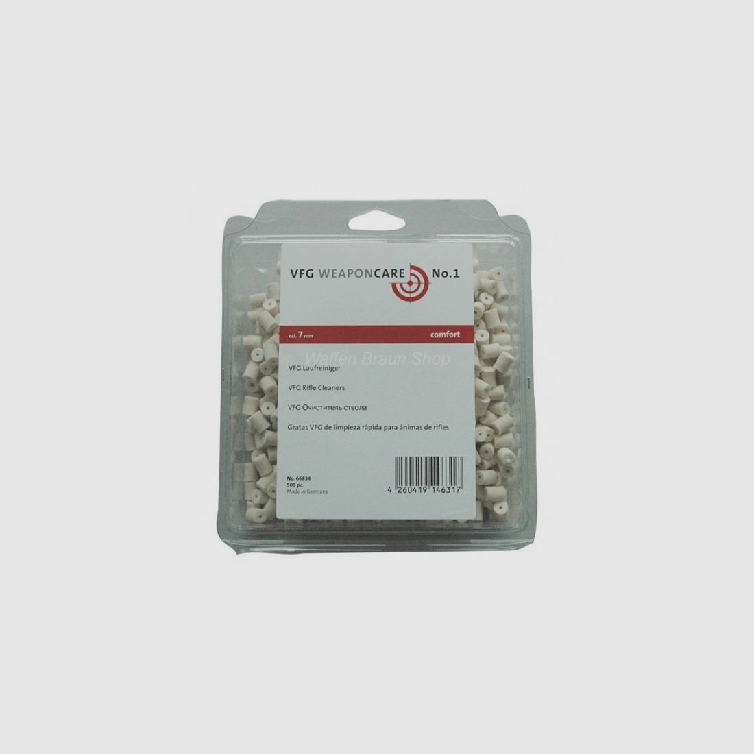 VFG Laufreiniger "comfort" für Langwaffen 7mm . Die Laufreiniger bestehen aus reinem Merino-Wollfil