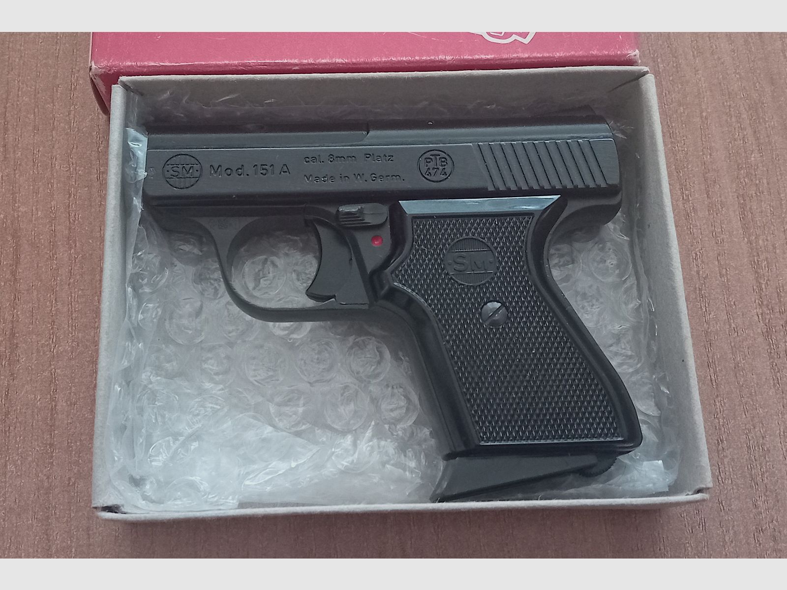 Pistolet de départ rare Rhöner SM 151A en PTB 474/ Cal. 8 mm blanc