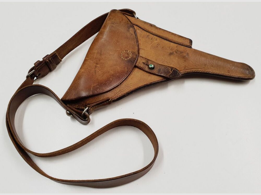 Schweizer Ordonanz Armeeholster / Lederholster Parabellum Pistole 1900/06 W+F Pistole 06/24 Holster