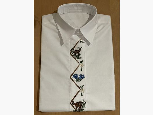 Wallmann Bluse «Steinbock-Gemse-Edelweiss-Enzian« in Weiss