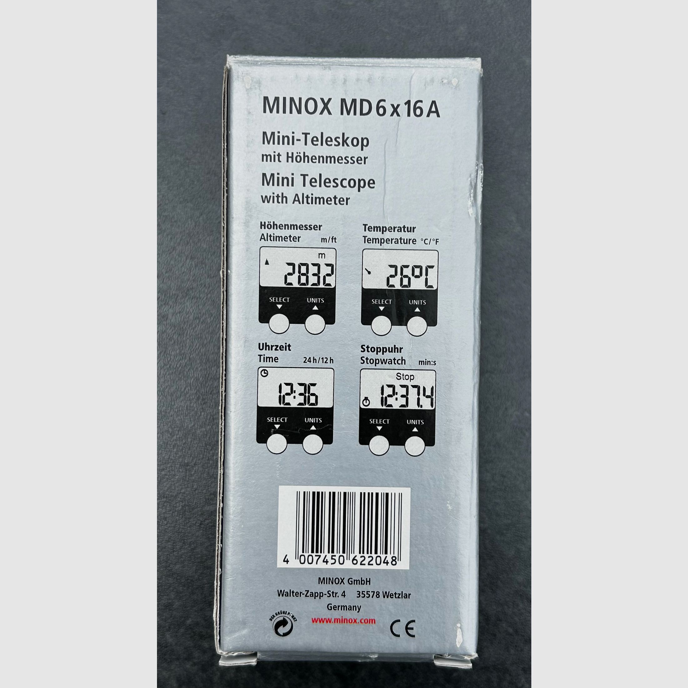 Monokular Minox MD 6x16A - teleskop kieszonkowy z wbudowanym wysokościomierzem
