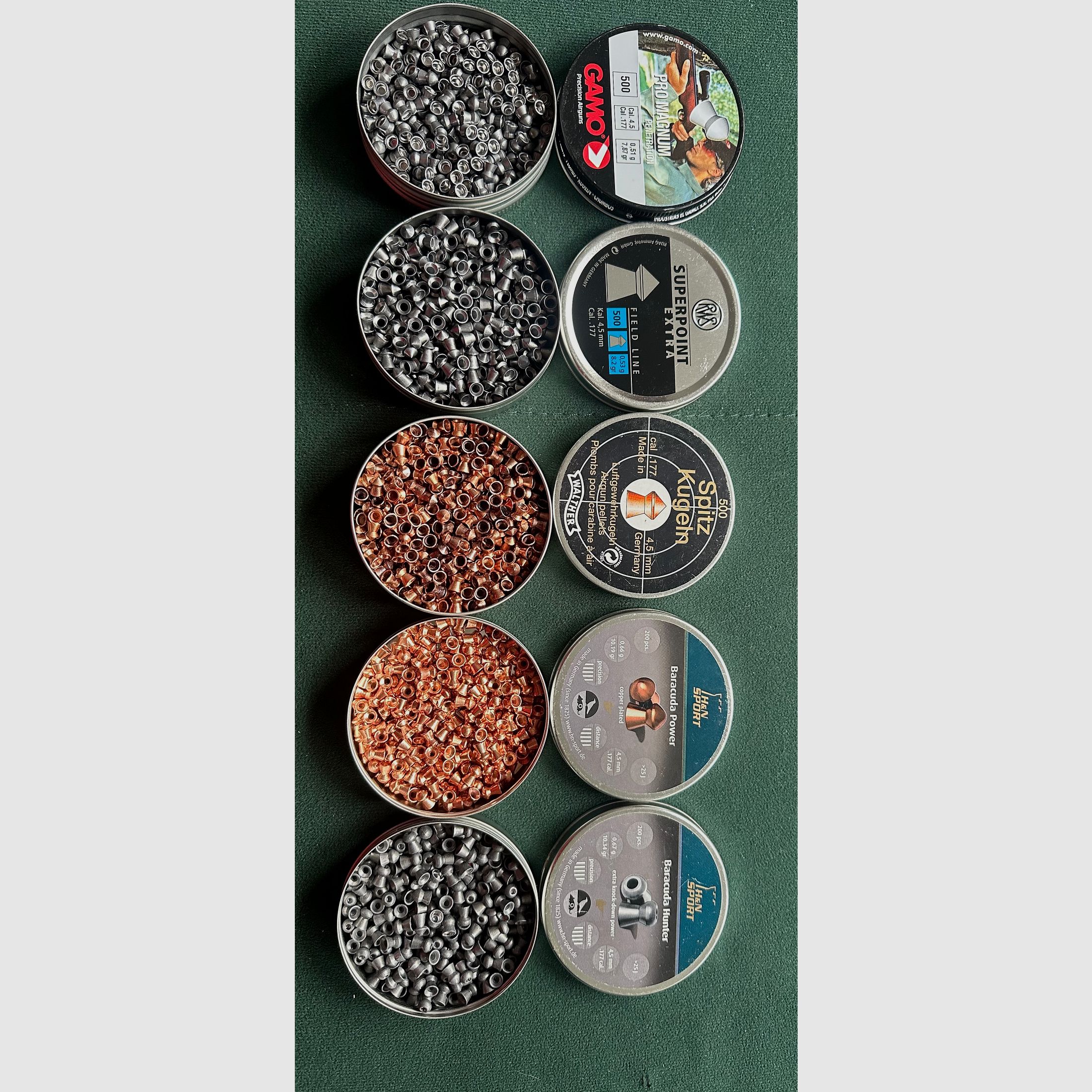 Munizioni per carabina ad aria compressa 4,5mm, cal.177